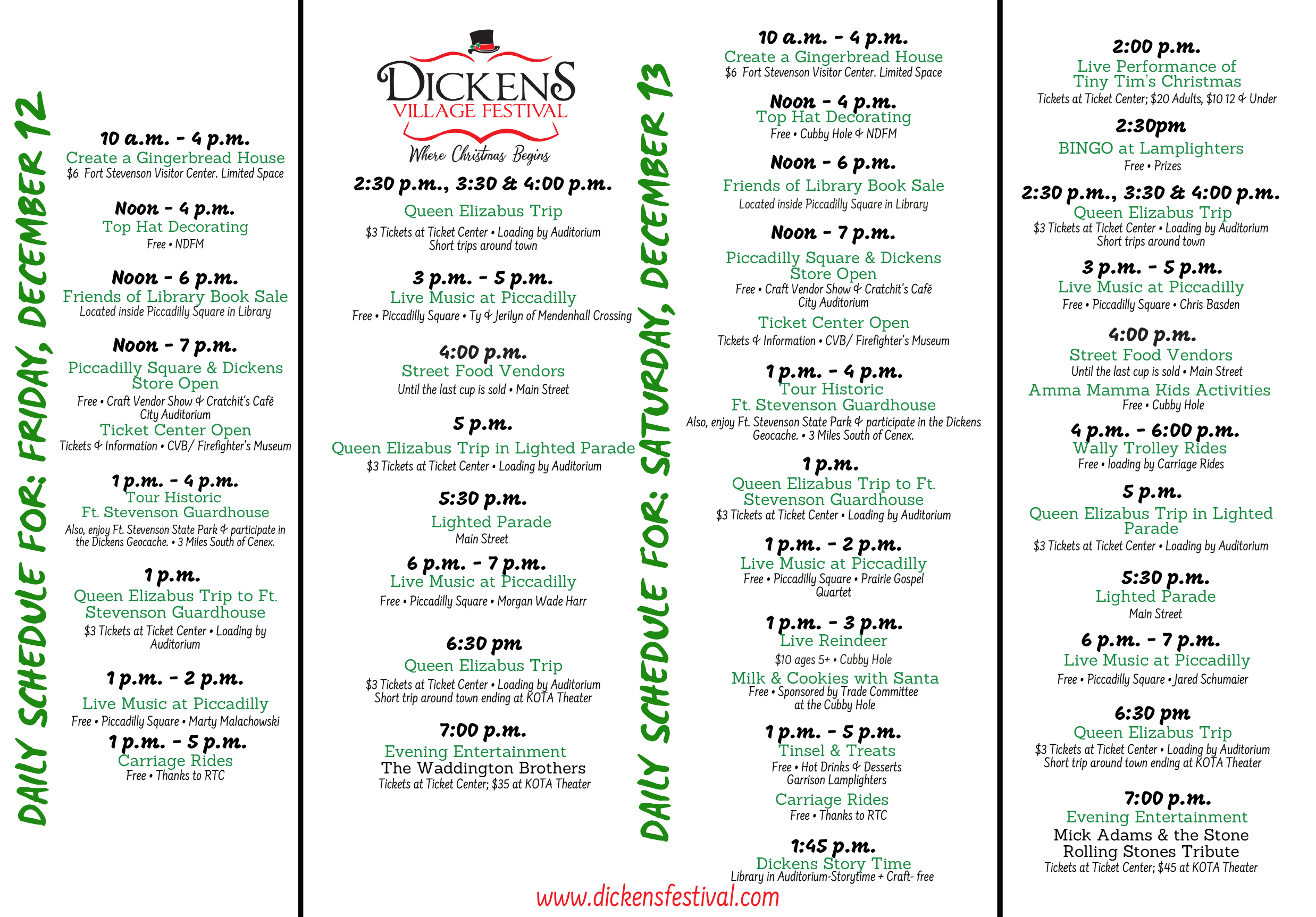 Dickens Schedule Week 3